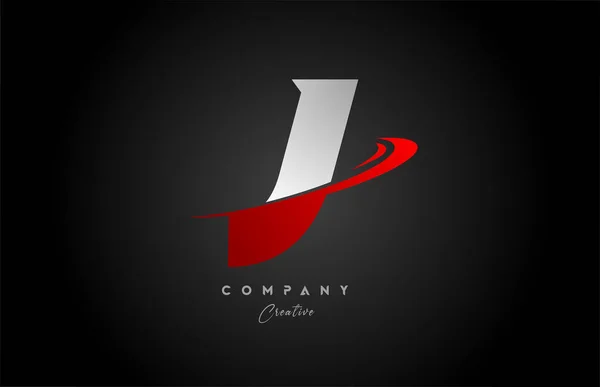 红色Swoosh J字母图标设计与黑色灰色 公司和企业的创意模板 — 图库矢量图片