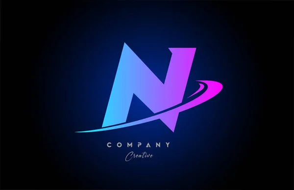 Nピンクの青いアルファベット文字のロゴのアイコンのデザインは スウッシュと ビジネスと会社のための創造的なテンプレート — ストックベクタ