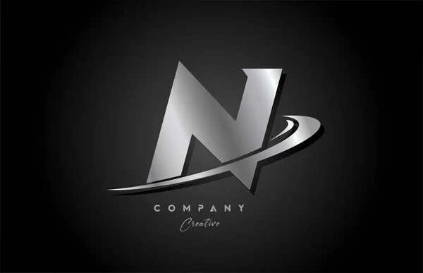 Gümüş Metal Gri Alfabe Harfi Logo Simgesi Dizaynı Şirket Için — Stok Vektör