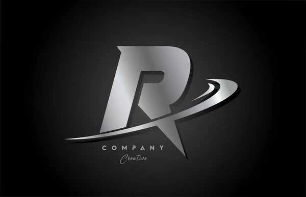 R银金属灰色字母图标图标设计与Swoosh 商业和公司的创意模板 — 图库矢量图片