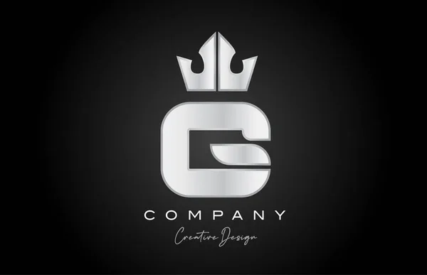Silver Grey Alphabet Letter Logo Icon Design Creative Crown King — Stock Vector