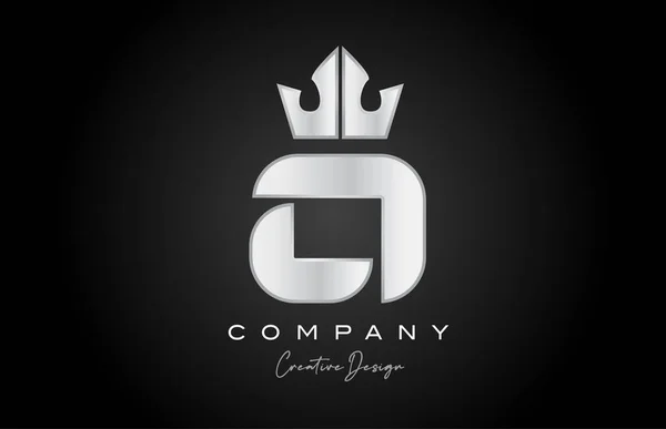 Stříbrná Šedá Abeceda Písmenko Logo Design Ikony Creative Koruna Král — Stockový vektor