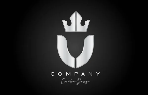 Silver Grey Alphabet Letter Logo Icon Design Creative Crown King — Stock Vector