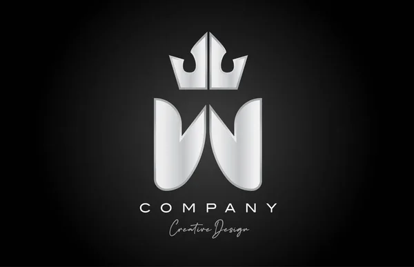 Silver Grå Alfabet Bokstav Logotyp Ikon Design Kreativ Krona Kung — Stock vektor
