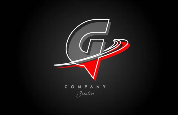 Kırmızı Gri Çizgi Alfabesi Harfi Logo Simgesi Dizaynı Şirket Için — Stok Vektör
