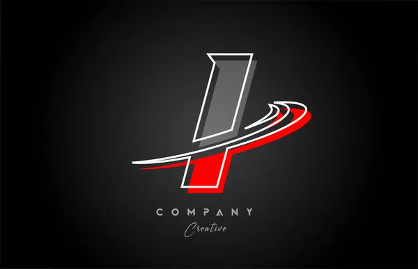 Rouge Gris Ligne Lettre Alphabet Logo Icône Design Avec Swoosh — Image vectorielle