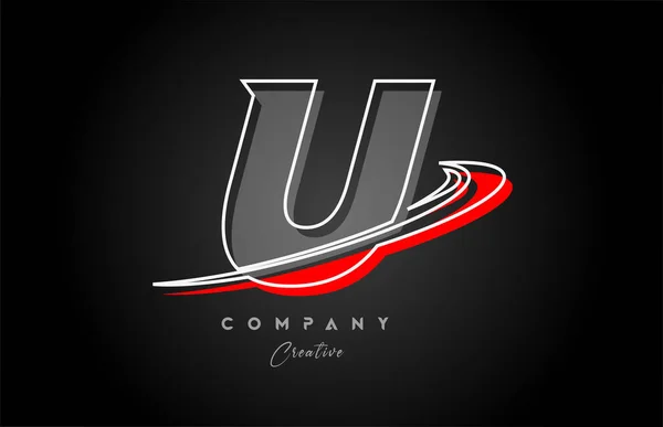Rouge Gris Ligne Lettre Alphabet Logo Icône Design Avec Swoosh — Image vectorielle