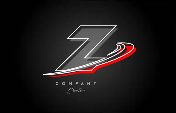 红色灰色线Z字母表图标设计与Swoosh 商业和公司的创意模板 — 图库矢量图片