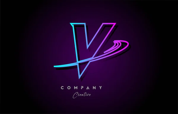 蓝色和粉色字母表V字母图标设计与Swoosh 商业和公司的创意模板 — 图库矢量图片