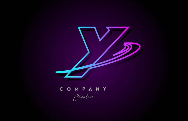 蓝色和粉色字母表Y字母图标设计与Swoosh 商业和公司的创意模板 — 图库矢量图片