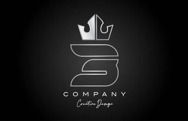 Metal Alphabet Letter Logo Icon Design Silver Grey Creative Crown — Stock Vector
