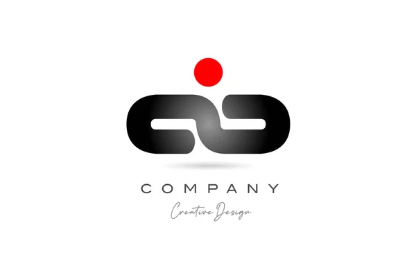 赤黒ドットOアルファベット文字のロゴのアイコンのデザイングラデーション 会社とビジネスのための創造的なテンプレート — ストックベクタ