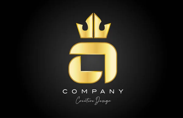 Gold Golden Alphabet Letter Logo Icon Design Creative Crown King — Stock Vector