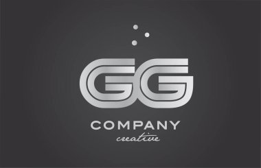 Altın rengi GG kombinasyonu alfabe kalın harf logosu ve noktalar. Şirket ve iş dünyası için yaratıcı şablon tasarımına katıldı