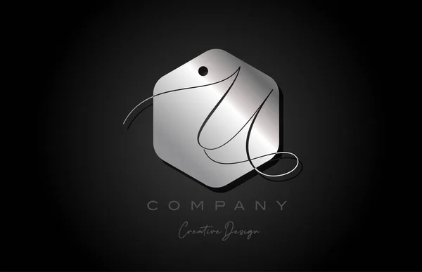 Silver Grey Alphabet Letter Logo Icon Design Metal Elegant Style — Stock Vector