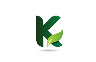 Yeşil yapraklı K harfi alfabe simgesi simgesi yeşil veya vejetaryen bir kavram için uygun