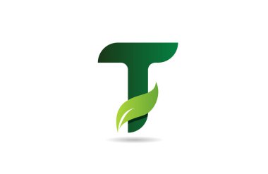 Yeşil yaprak T harfi alfabe simgesi tasarımı yeşil veya vejetaryen bir kavram için uygundur