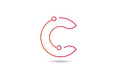 Pembe çizgi C harfi alfabe simgesi tasarımı bir teknoloji işi veya şirket için uygundur