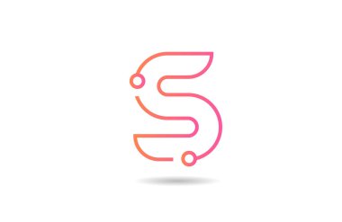 Pembe satır S harfi alfabe simgesi tasarımı bir teknoloji işi veya şirket için uygundur