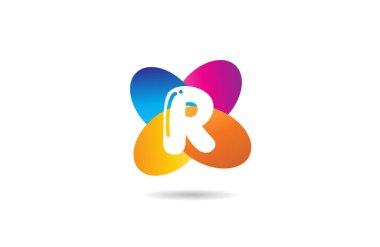 R renkli çiçek harfli alfabe simgesi simgesi bir şirket veya işletme için uygun tasarımı