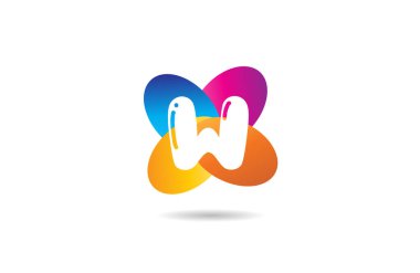 Bir şirket veya işletme için uygun W renkli çiçek harfli alfabe simgesi yaprağı tasarımı