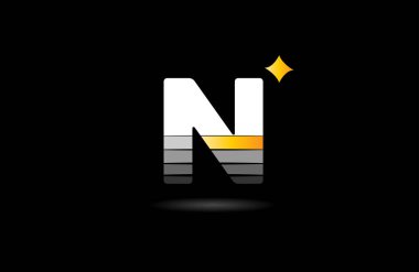 siyah beyaz sarı N kurumsal harf alfabesi logo simgesi tasarımı yıldız gradyanı bir şirket veya şirket için uygun
