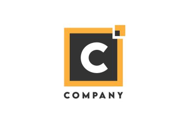 sarı siyah kare C şirket veya şirket için uygun alfabe simge simgesi tasarımı