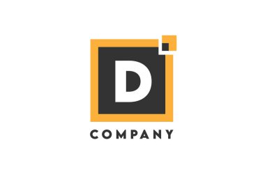 sarı siyah kare D harfli alfabe simgesi bir şirket veya şirket için uygun tasarımı
