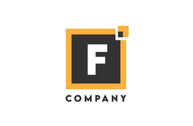sarı siyah kare F kurumsal harf alfabe simgesi bir şirket veya şirket için uygun tasarımı