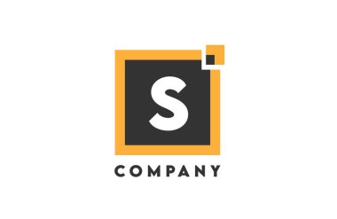 sarı siyah kare S harfli alfabe simgesi bir şirket veya şirket için uygun tasarımı