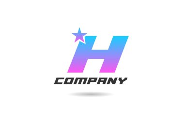 Şirket ve iş için pembe mavi gradyan renk içeren H yıldız harfli alfabe simgesi simgesi tasarımı