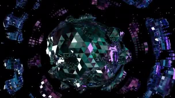 Metalen Puls Digitale Visuele Animatie Naadloze Abstracte Gekleurde Geometrische Explosieve — Stockvideo
