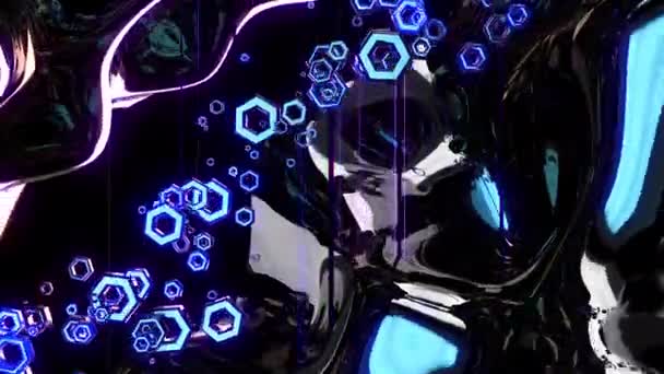 Цифровая Визуальная Анимация Неоновых Звёзд Цикл Бесшовных Абстрактных Цветных Геометрических — стоковое видео