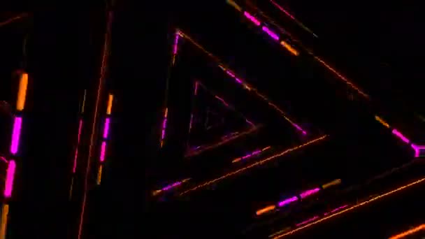 Neon Ilumina Animação Visual Digital Imagens Efeito Explosivo Geométrico Colorido — Vídeo de Stock