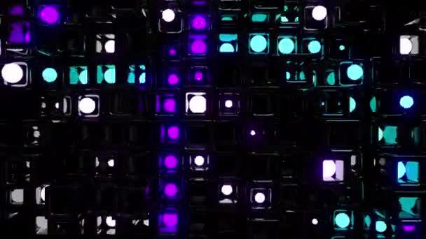 Digitální Vizuální Animace Neonové Mřížky Smyčkové Bezešvé Abstraktní Barevné Záběry — Stock video