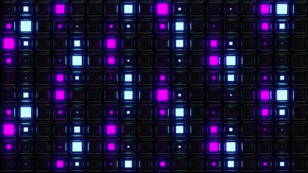 Neon Grid Digitale Visuele Animatie Naadloze Abstracte Gekleurde Geometrische Explosieve — Stockvideo