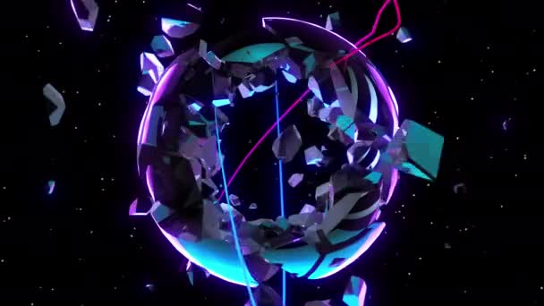 Digitale Animatie Met Harde Kern Naadloze Abstracte Gekleurde Geometrische Explosieve — Stockvideo