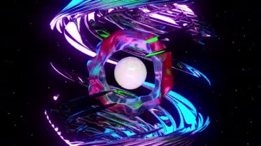 Organik titreşim dijital görsel animasyon. Başlıklarda, sunumlarda veya VJ kullanımında kullanmak için ideal döngüsüz renksiz geometrik patlayıcı etkisi görüntüsü. 