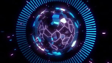 Kozmopulse dijital görsel animasyon. Başlıklarda, sunumlarda veya VJ kullanımında kullanmak için ideal döngüsüz renksiz geometrik patlayıcı etkisi görüntüsü. 