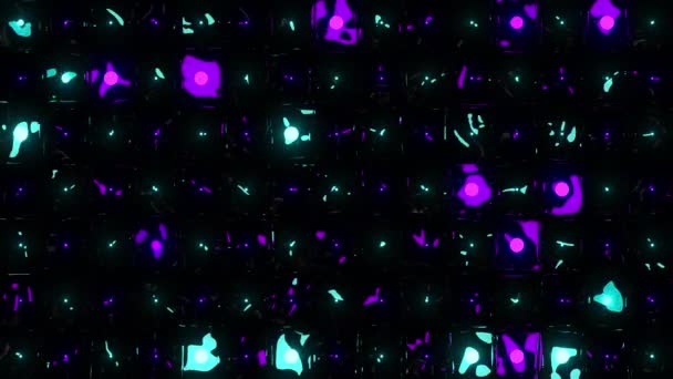 Неонові Пікселі Цифрова Візуальна Анімація Петлі Безшовні Абстрактні Геометричні Вибуховий — стокове відео