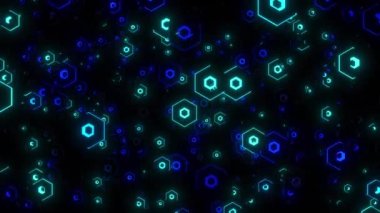 Led hex pattern digital visual animation. Looped seamless abstract colored geometric explosive effect footage ideal for use in titles, presentations or for VJ use. 