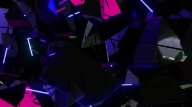 Neo space digital visual animation. Looped seamless abstract colored geometric explosive effect footage ideal for use in titles, presentations or for VJ use. 
