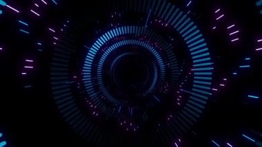 Neon evren dijital görsel animasyon. Başlıklarda, sunumlarda veya VJ kullanımında kullanmak için ideal döngüsüz renksiz geometrik patlayıcı etkisi görüntüsü. 