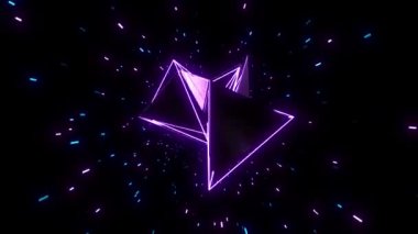 Neon evren dijital görsel animasyon. Başlıklarda, sunumlarda veya VJ kullanımında kullanmak için ideal döngüsüz renksiz geometrik patlayıcı etkisi görüntüsü. 