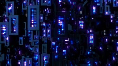 Öncü desenler dijital görsel animasyon. Başlıklarda, sunumlarda veya VJ kullanımında kullanmak için ideal döngüsüz renksiz geometrik patlayıcı etkisi görüntüsü. 