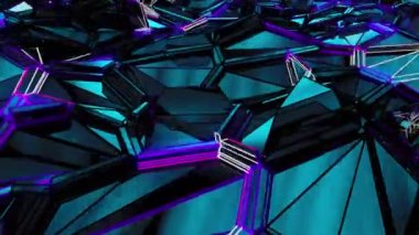 Çokgen dalga dijital görsel animasyon. Başlıklarda, sunumlarda veya VJ kullanımında kullanmak için ideal döngüsüz renksiz geometrik patlayıcı etkisi görüntüsü. 