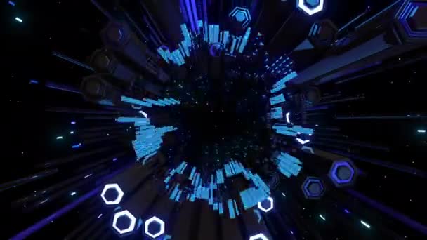 Неоновая Цифровая Визуальная Анимация Цикл Бесшовных Абстрактных Цветных Геометрических Взрывных — стоковое видео