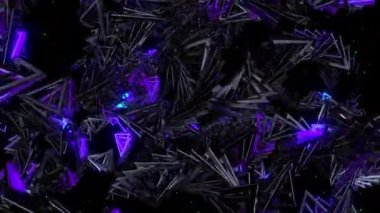 Neon sihirli dijital görsel animasyon. Başlıklarda, sunumlarda veya VJ kullanımında kullanmak için ideal döngüsüz renksiz geometrik patlayıcı etkisi görüntüsü. 