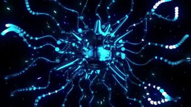 Yıldız flaş dijital görsel animasyon. Başlıklarda, sunumlarda veya VJ kullanımında kullanmak için ideal döngüsüz renksiz geometrik patlayıcı etkisi görüntüsü. 