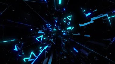 Verici dijital görsel animasyon. Başlıklarda, sunumlarda veya VJ kullanımında kullanmak için ideal döngüsüz renksiz geometrik patlayıcı etkisi görüntüsü. 